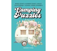 Camping Themed Puzzle Book for Adults: Word Search, Number Search, Cryptograms, Word Scramble, Hangman | 6x9 inches | Travel-friendly puzzle book with fun and relaxing brain games