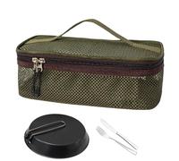 Camping Utensil Organizer, Portable Mesh Cookware Bag, Large Travel Pouch, Lightweight Storage Black for Hiking, Bbq, Picnic, Beach, Vacation, 11.42x5.12x3.54 Inches