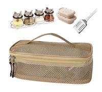 Camping Utensil Organizer, Portable Mesh Cookware Bag, Large Travel Pouch, Lightweight Storage Black for Hiking, Bbq, Picnic, Beach, Vacation, 11.42x5.12x3.54 Inches