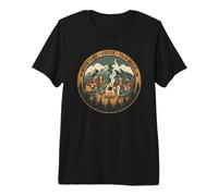 Camping Vacation Mountains Coffee And Folk Music Maglietta Premium