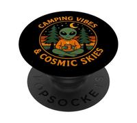Camping Vibes Cosmic Skies, divertente disegno alieno a forma di foresta di caffè PopSockets PopGrip Adesivo