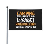 Camping Where Friends And Marshmallows Get Toasted Together Flag Resistente Alle Intemperie Bandiera Da Giardino Con 2 Occhielli Bandiera Per Giardino Festival Balcone 3X5Ft