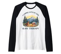 Camping With My Dog Is My Therapy Summer Vacation Dog Mom Maglia con Maniche Raglan