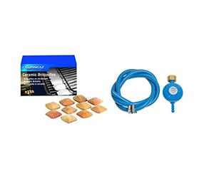 Campingaz 205636 Mattonelle In Ceramica, Multicolore, 25 x 20 x 15 Cm & Regolatore Di Pressione Del Gas Accessorio Per Barbecue E Grill, 15 x 25 x 5 Cm