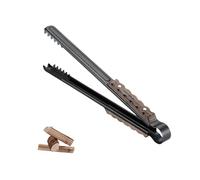 Campingmoon, pinza lunga in acciaio inox, per barbecue e carbone, manico in legno di palissandro, accessori per barbecue, occhielli per appenderla, lunghezza 16 pollici