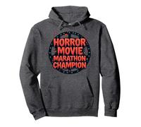 Campione della Maratona di Film Horror per Uomini di Halloween Spooky Fun Felpa con Cappuccio, Unisex per Adulti, Grigio Scuro, M