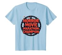 Campione della Maratona di Film Horror per Uomini di Halloween Spooky Fun Maglietta, Bambini, Celeste, 8 Anni