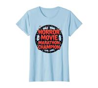 Campione della Maratona di Film Horror per Uomini di Halloween Spooky Fun Maglietta, Donna, Celeste, 3XL