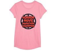 Campione della Maratona di Film Horror per Uomini di Halloween Spooky Fun Maglietta, Ragazze, Rosa, S