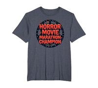 Campione della Maratona di Film Horror per Uomini di Halloween Spooky Fun Maglietta, Uomo Taglie Grandi, Pervinca, 3X Tall