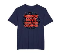 Campione della Maratona di Film Horror per Uomini di Halloween Spooky Fun Maglietta, Uomo Taglie Grandi, Navy, 3X Tall