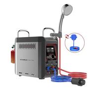 CAMPLUX Nano Scaldabagno a Gas Portatile con Pompa dell'acqua, 3 Litri, 28-30 mbar, DC 12V, per Campeggio, Docce Esterne e Animali Domestici, Nano 3 Max