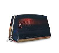 Campo da basket, trousse per cosmetici, immagine di sport sul campo da basket, organizer in pelle, borsa da trucco riutilizzabile, rosso, M, Rosso_14, Taglia unica, Beauty Case