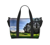 Campo da golf e albero piccolo borsone borsa da viaggio pieghevole borsa da viaggio borsa weekender pernottamento palestra ospedale borse per donne e uomini, nero, Taglia unica