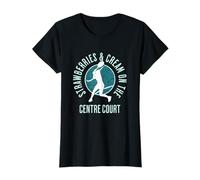 Campo da tennis, fragole e crema da donna Maglietta