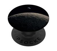 Campo del cratere lunare con scena scura minima della piccola terra PopSockets PopGrip Adesivo