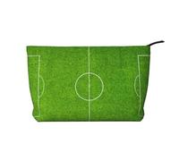 Campo dello stadio di football verde, Borsa per cosmetici in velluto a coste Borsa per il trucco Borsa da viaggio portatile