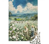 Campo di Cotone Contadini Puzzle 1000 Pezzi Gioco di Puzzle 1000 Pezzi Carta per Adulti Paesaggio Rurale Relax Famiglia Decorazione Regalo 38x26cm/1000pcs