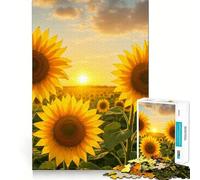 Campo di girasoli al tramonto, puzzle da 1000 pezzi per adolescenti, gioco per esercizi mentali, relax mentale, design, assemblaggio, lista dei desideri di Babbo Natale 38x52cm