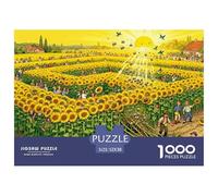 Campo di girasoli Labirinto d'estate Puzzle in Legno Impermeabile Puzzles Da 1000 Pezzi Regali Per Adulti Divertenti Giochi Educativi