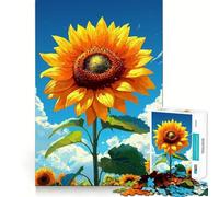 Campo di girasoli sotto un cielo blu, puzzle da 1000 pezzi per adolescenti, gioco per l'esercizio mentale, relax, design, assemblaggio, lista dei desideri di Babbo Natale 50x75cm