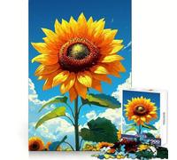 Campo di girasoli sotto un cielo blu, puzzle da 1000 pezzi per adolescenti, gioco per l'esercizio mentale, relax, design, assemblaggio, lista dei desideri di Babbo Natale 38x26cm