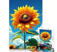 Campo di girasoli sotto un cielo blu, puzzle da 1000 pezzi per adolescenti, gioco per l'esercizio mentale, relax, design, assemblaggio, lista dei desideri di Babbo Natale 50x75cm