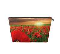 Campo di papaveri al tramonto, Borsa da toilette Borsa per trucco Borsa per cosmetici Borsa da toilette da viaggio portatile