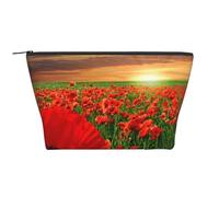 Campo di papaveri al tramonto, Borsa da toilette Borsa per trucco Borsa per cosmetici Borsa da toilette da viaggio portatile