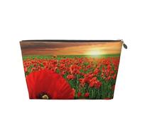 Campo di papaveri al tramonto Campo di bellissimi fiori, Borsa da toilette Borsa per trucco Borsa per cosmetici Borsa da toilette da viaggio portatile