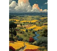 Campo Dipingere Con I Numeri Adulti, Dipingere Con I Numeri kit Paesaggio, Fai Da Te Paint by Numbers Kit Con Pennelli e Vernice Acrilica, Hobby Creativi Adulti, Decor Casa, Regalo, 100x135cm W-4529