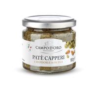 CAMPO D'ORO | Paté di Capperi con Mandorle di Sicilia 180 GR. Specialità siciliane per ricette, sugo pronto siciliano prodotto con capperi e mandorle di Sicilia. 100% Made in Italy