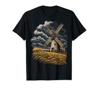 Campo Grano Tempestoso Mulino Pietra Paesaggio Maglietta