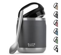 Campo Libre.® Lotta - Thermo per Alimenti Caldi & Freddi - Porta vivande Termico con Cucchiaio - Termo per Adulti o Bambini/Neonati, Schiscetta Pranzo - Ideale da Portare con Sé. Grigio. 600ml