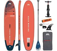 CampSup Aqua Marina Monster 12'0" + Carbon Paddle - Tavola gonfiabile per principianti - Stand Up Paddle Board Set completo - Limited Edition rosso