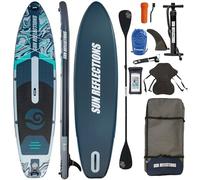 CampSup Sun Reflections Forest Grey 11'6" Combo - Tavola gonfiabile 2 in 1 con seduta per kayak e doppia pagaia, set completo