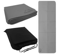 CampTeck U7274 Tappetino Yoga Pieghevole Unisex, Tappetino Fitness, Materassino Yoga Antiscivolo, Yoga Mat da Viaggio (183 x 61 cm Aperto) con Borsa da Trasporto con Coulisse - Grigio