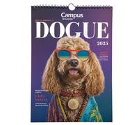 Campus Calendario 2025, calendario da parete annuale per cani, calendario immagini per annotare con rilegatura a spirale e gancio metallico, dimensioni 21 x 28 cm, include 12 foto di cani (viola)