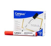 Campus - Confezione da 12 pennarelli per lavagna bianca, con punta conica da 2 mm, ideale per scrivere su vetro, lavagna bianca e altre superfici lisce (rosso)