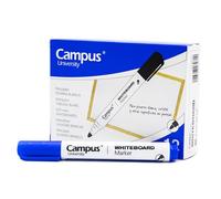 Campus Confezione da 12 pennarelli per lavagna bianca, con punta conica da 2 mm, ideale per scrivere su vetro, lavagna bianca e altre superfici lisce (blu)