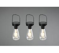 CAMPUS KIT 3 LAMPADE LED DA APPENDERE NERE DA ESTERNO IP44 SOLARE RICARICABILE CON SENSORE CREPUSCOLARE H. 16CM