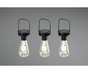 CAMPUS KIT 3 LAMPADE LED DA APPENDERE NERE DA ESTERNO IP44 SOLARE RICARICABILE CON SENSORE CREPUSCOLARE H. 16CM