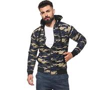 Campus Sutra Giacca da uomo in cotone mimetico regular fit per abbigliamento invernale | colletto con cappuccio | maniche lunghe | cerniera | giacca casual da uomo | giacca alla moda occidentale da