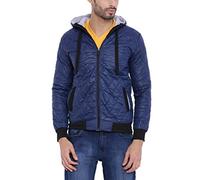 Campus Sutra Giacca da uomo in nylon di lunghezza standard, Blu navy, 50