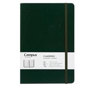 Campus - Taccuino A5, Bullet Journal a righe orizzontali da 7 mm, taccuino cucito a copertina rigida con 96 fogli da 75 g, chiusura elastica, tasca e segnalibro. (A5, Strisce Orizzontali, Verde Scuro)