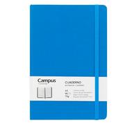 Campus - Taccuino A5, Bullet Journal a righe orizzontali da 7 mm, taccuino cucito a copertina rigida con 96 fogli da 75 g, chiusura elastica, tasca e segnalibro. (A5, Strisce orizzontali, Blu)