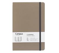 Campus - Taccuino A5, Bullet Journal a righe orizzontali da 7 mm, taccuino cucito a copertina rigida con 96 fogli da 75 g, chiusura elastica, tasca e segnalibro. (A5, a righe orizzontali, beige)