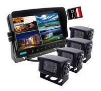 CAMSLEAD 10 Pollice Monitor 1080P Sistema Telecamera Posteriore, DVR Recorder, Supporto Una Scheda SD 256 GB, Ingresso 4 Canali, Quad Split Screen, 1080P Telecamera Posteriore per Camion, Trailer, RV