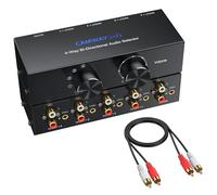 CAMWAY Commutatore Audio Bidirezionale 1x4/4x1 RCA e 3.5mm con Manopola di Controllo del Volume e Interruttore OFF,Selettore a 4 Porte per Cuffie Amplificatori,Bidirezionale Aux Sound Splitter