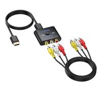 CAMWAY Convertitore da AV a HDMI 1080P,Supporta Commutazione 16: 9/4: 3,Adattatore AV a HDMI Composito CVBS con Cavo HDMI 50CM e Cavo AV 100CM,Supporta PAL/NTSC per Wii/PS1/PS2/N64/VHS/DVD/VCR